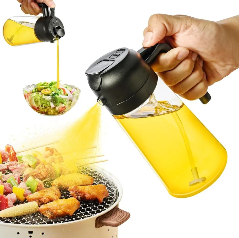 Ölsprüher für Die Küche, 500 ml Öl Sprühflasche, 2 in1 Oil Sprayer Können Ölspray und Gießen zum Kochen