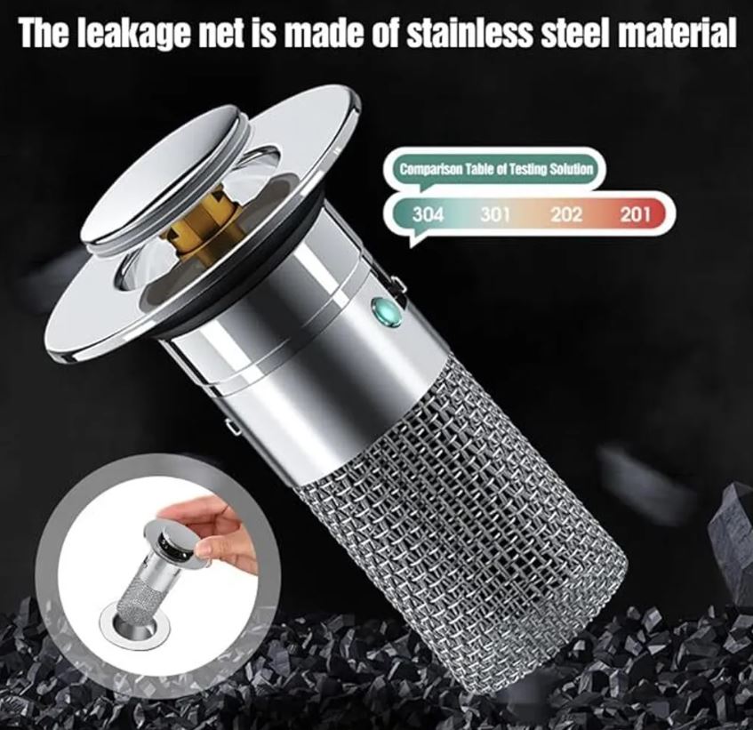 2er-Set Waschbecken-Stöpsel mit Haarfänger, Pop-up Abflussfilter aus Edelstahl mit herausnehmbarem Filterkorb
