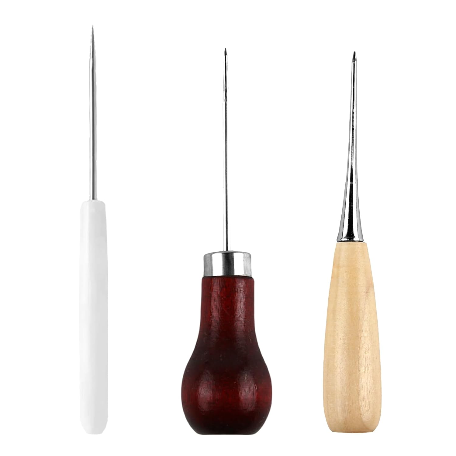 Satz mit 3 Ahlen mit Holzgriff, Locheisen für Kinder, Lederbearbeitungswerkzeuge