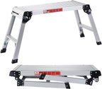 Piattaforma da lavoro in alluminio, pieghevole, con serrature di sicurezza, 150 kg, capacità di carico, piattaforma di lavoro con tappetini antiscivolo, scala per officina, casa, ufficio e