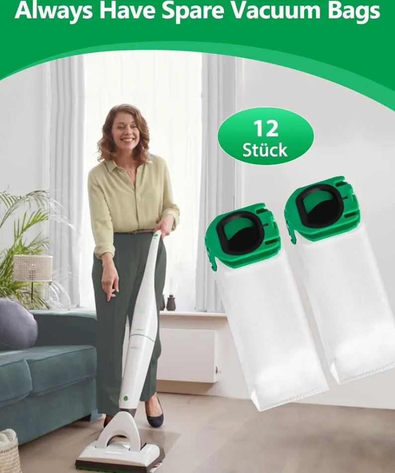 12 Stück Staubsaugerbeutel kompatibel mit Vorwerk Kobold VB100 FP100 VB 100 FP 100