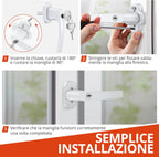 Paio Maniglia Bloccabile per Finestra con 4 Chiavi per Sicurezza Bambini 2PZ Maniglie per Porte Finestre a Battente con Serratura in Lega di Alluminio Mandrino 35mm - Bianco