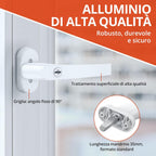 Paio Maniglia Bloccabile per Finestra con 4 Chiavi per Sicurezza Bambini 2PZ Maniglie per Porte Finestre a Battente con Serratura in Lega di Alluminio Mandrino 35mm - Bianco
