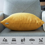 Lot de 2 housses de coussin en chenille jaune moutarde 50 x 50 cm