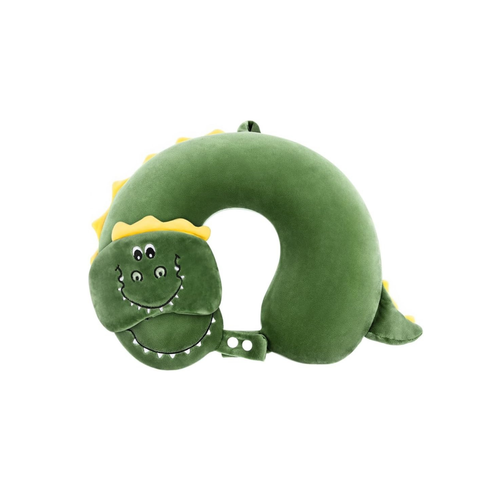 Coussin cervical de voyage dinosaure avec masque de nuit