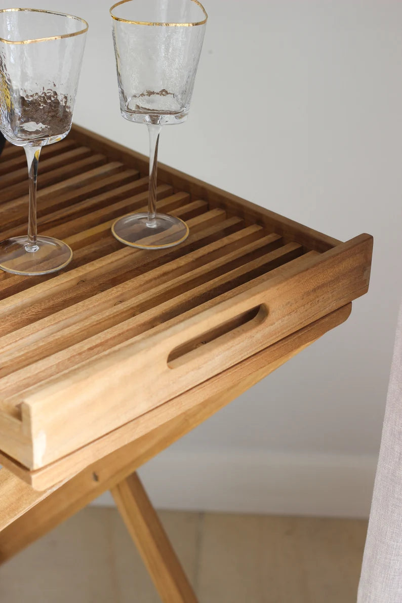 Wooden tray with stand/breakfast tray/serving tray