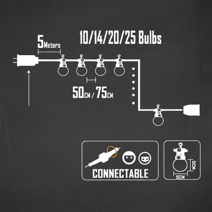 Outdoor String Lights Waterproof G50 Globe Lights Patio Garden Camping Lights Connectable LED Fairy Lights Party Wedding Decoration