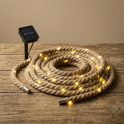 Retro Solar Rope Light 7M 50LED Outdoor Fairy Lights, Hemp Rope Garden Decoration, Garden Lighting for Patio and Camping