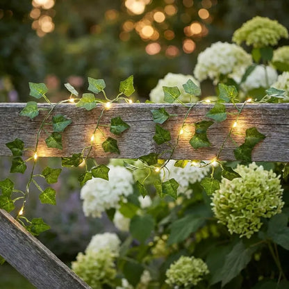 Green Fairy Lights Solar Powered Outdoor Decoration 50LED 100LED Artificial Ivy Leaves Garden Accent Wedding Ornament Indoor and Outdoor