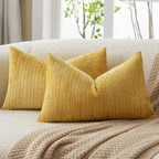 Lot de 2 housses de coussin en chenille jaune 30 x 50 cm