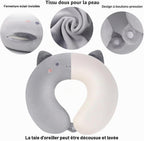 Coussin de voyage à mémoire de forme chat gris