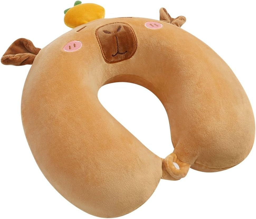 Coussin cervical de voyage en mousse à mémoire motif capybara