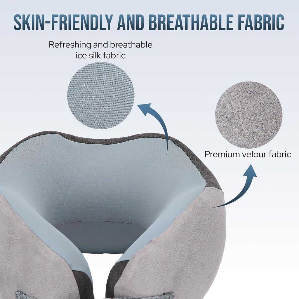 Coussin de voyage réglable à mémoire de forme en soie glacée gris