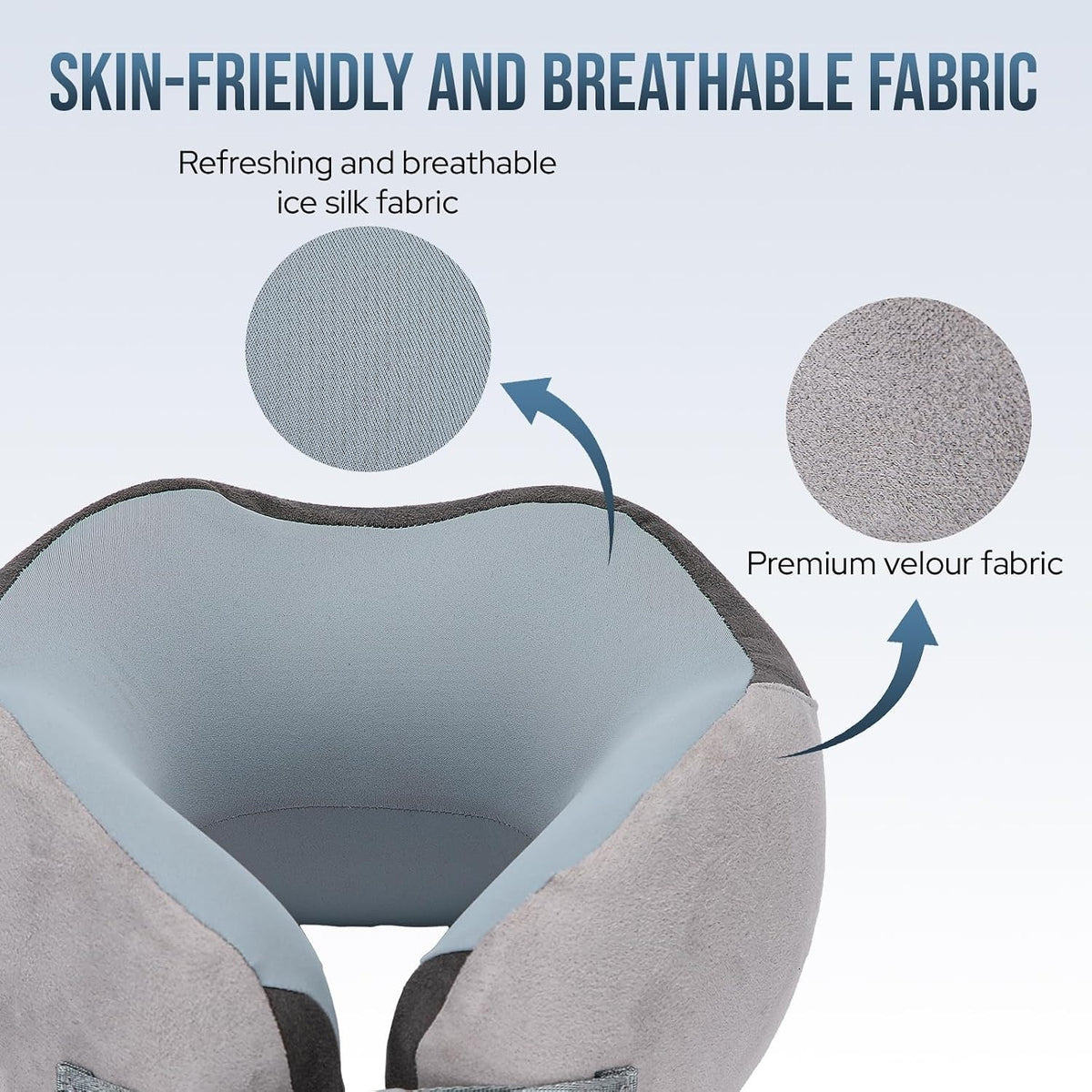 Coussin de voyage réglable à mémoire de forme en soie glacée gris