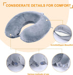 Coussin de voyage en U gris et portable