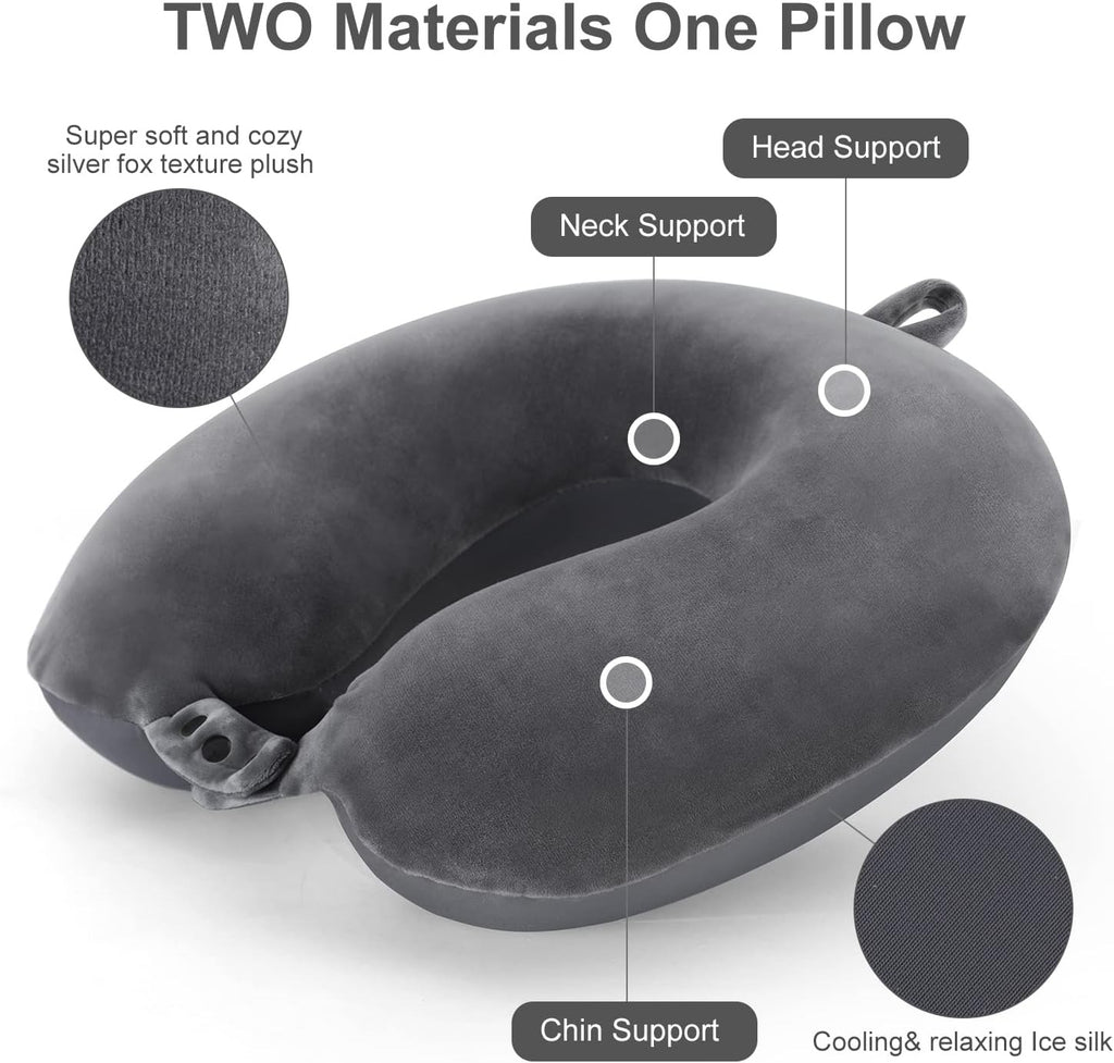 Coussin cervical de voyage réglable double face gris