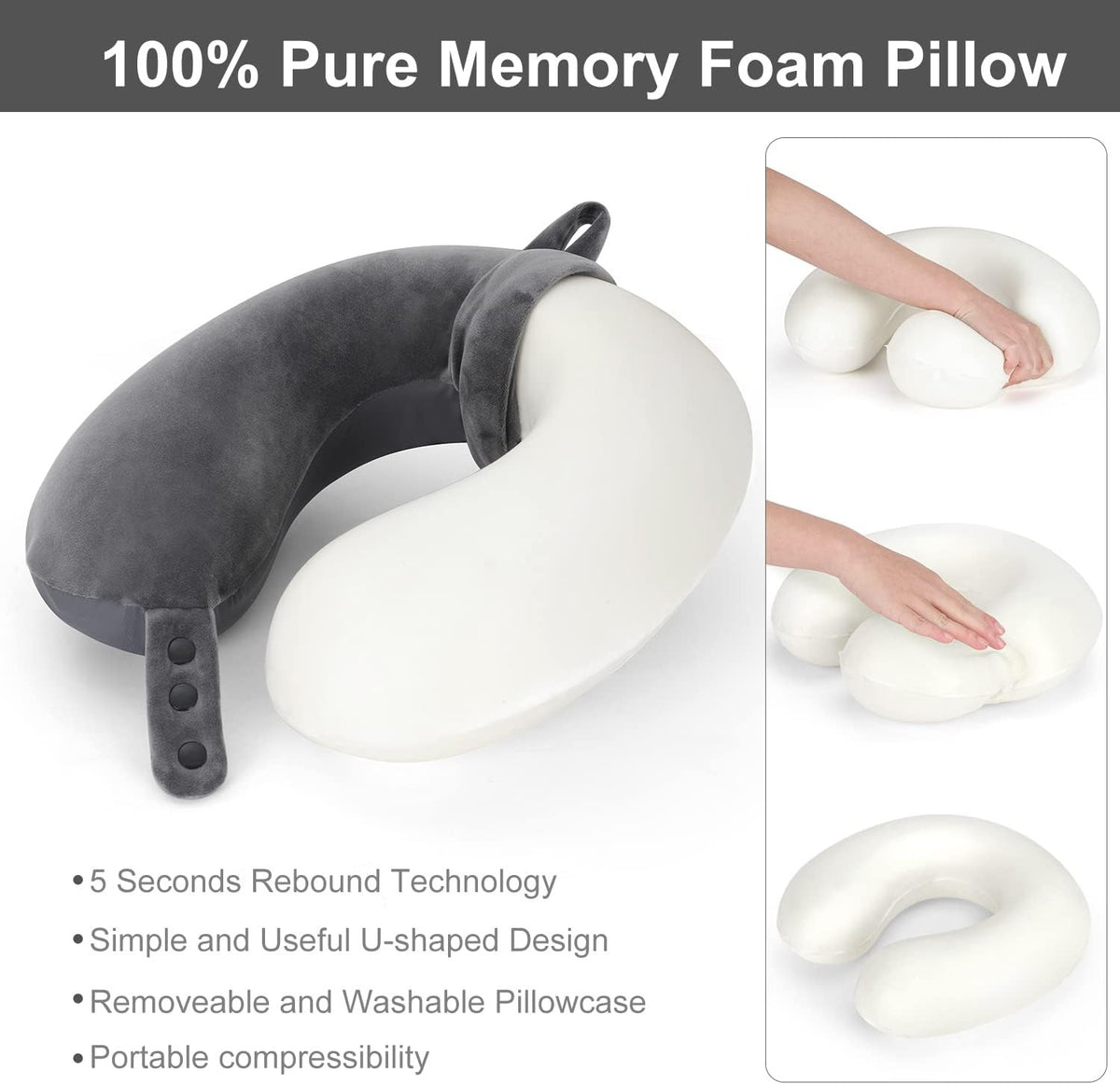 Coussin cervical de voyage réglable double face gris