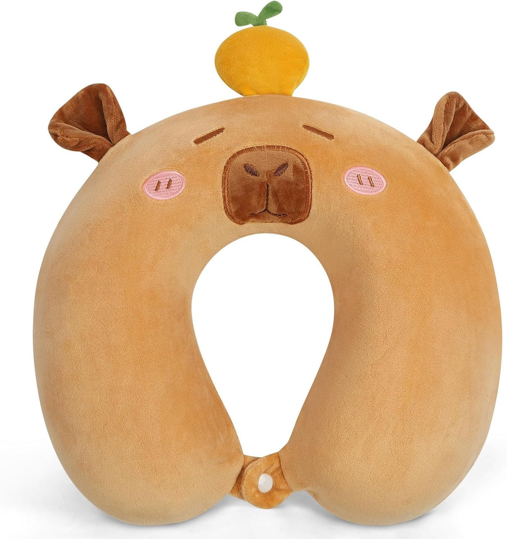 Coussin cervical de voyage en mousse à mémoire motif capybara